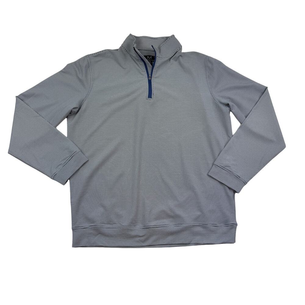 Magaschoni Lightweight Striped Golf Performance Activewear 1/4 Zip Top Men's M